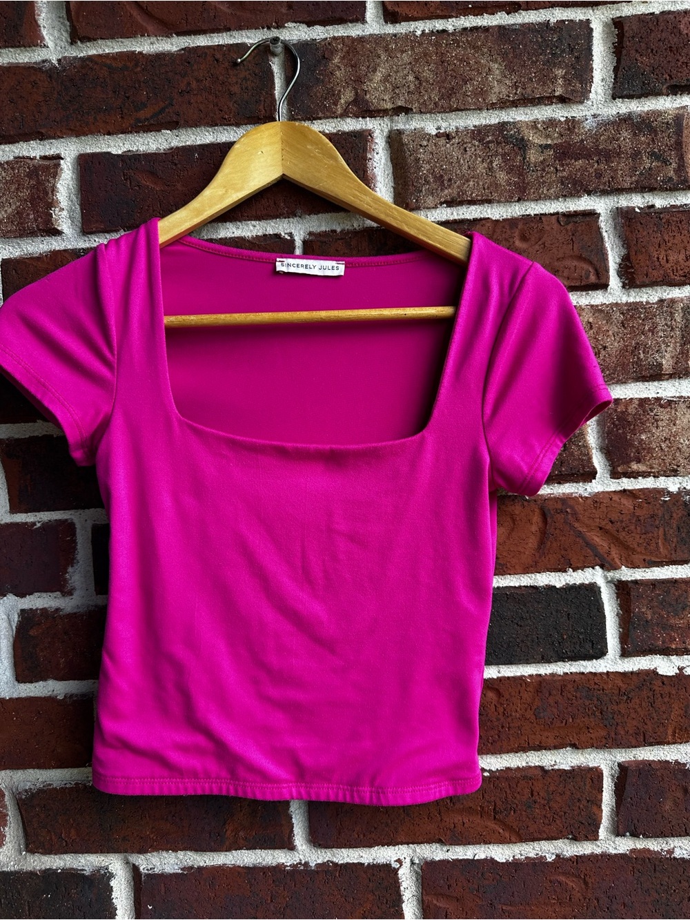 Sincerely Jules Hot Pink Square Neck Crop Top